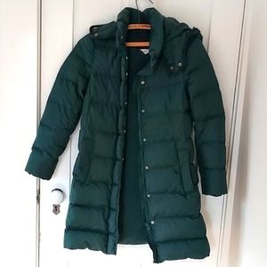Womens J. Crew PXS Down Coat Green